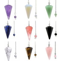 Natural Stone Quartz Agates Pendant Reiki Healing Cone Amethyst Charm Pendulum Pendants For Divination Dowsing Reiki Crystals