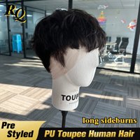 Real Human Hair Pre Styled Men's Wig Transparent Full Lace Male Wigs Men's Capillary Prosthesis Hair System Replacement Pre Cut