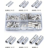 100/200 PCS Non Insulated Butt Connectors Kit Butt Splice Connectors Uninsulated Crimp Wire Connectors