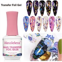 Hassleless 15ml Transfer Foil Nail Gel — Specifically Formulated for Foil Adhesion, Soak-Off Formula, Stylish Nail Designs