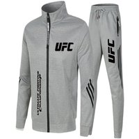 Spring and Autumn UFC Printed Fitness Drawstring Hoodie and Sports Pants Set Fashionable men's jogging outdoor leisure suit