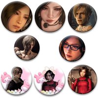 Leon Kennedy,Ada Wong 32/44/50/58mm Button Pins,Snap in Design Brooches,Daily Stylish Ornament Badge,Ideal Gifts for Friends