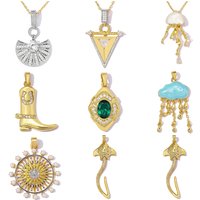 3pcs/Lot Copper Zircon Jellyfish Cloud Tassels DIY Charms Sun Evil Ray Necklace Pendants Woman Horseshoe Boot Jewelry Wholesale