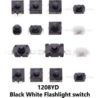 10PCS/lot Self Locking DC 30V 1A 1208YD Black White Flashlight switch Mini Push Button On Off For Electric Torch