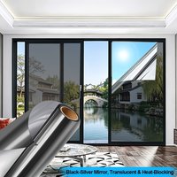1 Roll 30-90cm Large Size One Way Privacy Window Film Heat Control Sun Block Static Cling NoGlue Removable for Home Office Glass