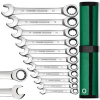 WOZOBUY jeu de clés à cliquet anneau d'engrenage Kit de clés combinées à cliquet tête Flexible métrique avec sac en toile