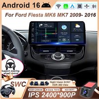 12,3-calowy samochodowy radioodtwarzacz GPS z bezprzewodowym Carplay i ekranem QLED do Forda Fiesta MK6 MK7 2009-2016 LHD RHD, multimedialny odtwarzacz wideo z Androidem