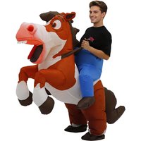 Ride on Horse Inflatable Costume Mascot Parade Adult Character Cosplay Animal Birthday Halloween Party Event Set