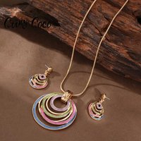 Cring Coco Colorful Emamel Round Jewelry Sets Trendy Statement Popular Necklaces Earring Set for Women New Year Christmas Gift