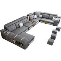 2024 Hot Selling Modern Luxury Fashion Design 7 Seater Fabric Leather Sofa Set Living Room Furniture