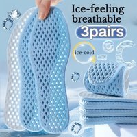3Double Summer Ice-Feel Breathable Shock-Absorbing Sweat-Absorbing Insoles - Ventilation hole design,Unisex sports and casual sh