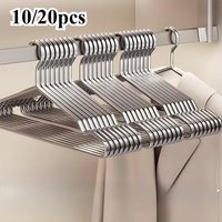 10/20PCS Heavy Duty Stainless Steel Hangers,16.5 Inch Ultra Thin Space Saving - Polished Metal Closet Organizer,Wardrobe Hangers