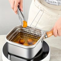 Heavy-Duty Square Deep Fryer Made of Stainless Steel, Featuring a Basket And Lid, Suitable for Induction. Ideal for Home Use