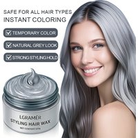 Silver Gray Temporary Hair Color Wax,Instant Natural Hairstyle Cream Dye for Youth,Disposable Coloring Mud for Cosplay Halloween