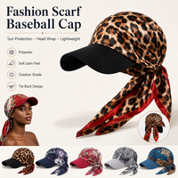 Scarf Baseball Cap Women Satin Print Sun Protection Tie Back Head Wrap Outdoor Summer Shade Visor Hats