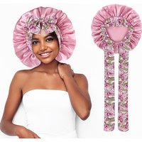Women's Lace-up Satin Bonnet With Wide Stretch Ties Band Long Tail Bonnet Satin Cheveux Nuit Silky Sleeping Night Cap Bonnets