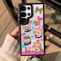 Kawaii Chiikawa Usagi Black Phone Case Magnetic Stand Protective Cover For iPhone 17 Pro Max 16 15 Anti-fall Shockproof Cartoon