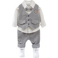 Nouveau printemps automne bébé garçons vêtements Costume enfants gilet décontracté chemise pantalon 3 pièces/ensembles enfant en bas âge Gentleman Costume enfants survêtements
