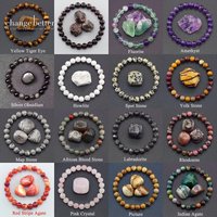 Natural Stone Bracelet Agate Quartz Amethyst Beads Bracelet for Women Men Reiki Healing Elastic Bracelet Fashion Jewelry Gift