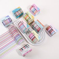 10 Rolls Retro Striped Washi Tape Set Handmade Scrapbooking Supplies Masking Decorative Tape DIY Journal Materials for Students