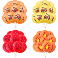 10/20/30pcs Firefighter Birthday Balloons Flame Firetruck Hydrant Printed Latex Balloon Boys Fireman Party Supplies Baby Shower