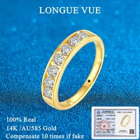 Original Pure 14k Gold Rings 7pcs 3mm Moissanite With Certificate Men Women Cluster Flower Wedding Band Engagement Jewelry