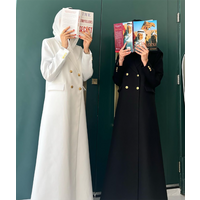 Black And White Women Long Jacket Slim Double Breasted Female Daily Coat Formal Ankle Length Dress jaqueta feminina