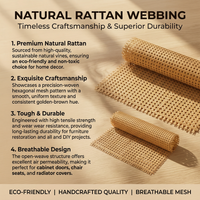 Hexagonal Plastic Rattan Webbing Roll, Handwoven Poly Rattan, Faux Cane Mesh Open Weave for DIY Cabinets Chairs Beds Furniture
