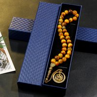 Classic Muslim Prayer Bead 10mm Tiger Eye Stone Bead Bracelet - Pilgrimage Prayer Bead - Ideal Gift for Eid al Fitr and Ramadan