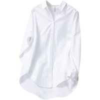 Women's medium-length white shirt pure cotton Oxford loose fashionable and versatile slim good quality