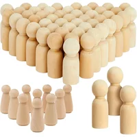 1-10Pcs Wood Peg Dolls Unfinished Mom Shape Wooden Peg People DIY Painting Handicrafts Wooden Peg for Craft Miniature Figures