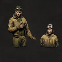 1/16 Scale Die-Cast Resin Figure Model Kit WWII US Tank Crew Half-body 2 Figures Unassembled and Unpainted