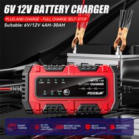 FOXSUR 6V 12V 1.5A Smart Automatic Battery Charger Pulse Repair Charger For Car Motorcycle Scooter AGM GEL Lead-Acid Battery