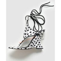 T-Strap Suede Leather Sculpted Wedge Thong Sandals Women Shoes Lace Up Ankle Strap High Heels Summer Gladiator Shoes