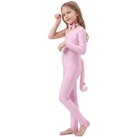 Girls Halloween Cat Costume Ballet Dance Skating Gymnastics Leotard Shiny Rhinestones Jumpsuit with Furry Tail Bowtie Neckwear