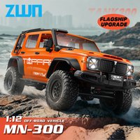 MN300 1/12 Full Scale RC Car With Lights 2.4G 4WD Module Remote Control Climbing Off-road Car MN Model Tank Vehicle Toy For Kids