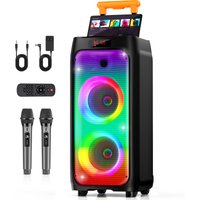 Karaoke Machine, Portable Bluetooth Speaker with 2 Wireless Karaoke Microphones, Karaoke Machine for Adults Kids for Home Party