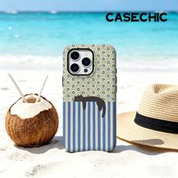 CaseChic case Matte Bumper For Magsafe Case For iPhone 17 16 15 14 Plus Pro Max Shockproof Hard Cat with Blue and White Stripes