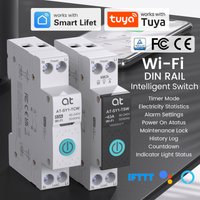 Inteligentny wyłącznik automatyczny TUYA WIFI z pomiarem zużycia energii 1P 63A na szynę DIN do inteligentnego domu, bezprzewodowe zdalne sterowanie,