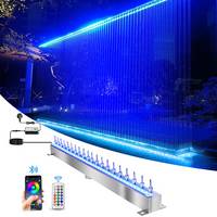 SS304 Rain Curtain Freestanding RGB Water Feature Outdoor Pool LED Waterfall Water Curtain Rain Waterfall Fountains