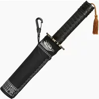 Japanese Samurai Umbrella, Creative Katana Handle, Reinforced Windproof Thickened Automatic Folding Black Samurai Umbrella