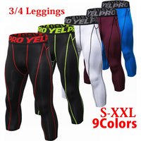 Athletic Men's 3/4 Compression Legging Base Layer Running Tights Men Gym Leggings Football Basketball Pants