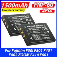2Pcs 1500mAh NP-60 FNP-60 NP60 SLB 1137 1037 CNP-30 K5000 D-Li2 Li-20B Battery for Fujifilm F50I F501 F401 F402 ZOOM F410 F601
