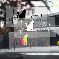 Funny Pet Cat Dog Heartbeat Lifeline 3D Vinyl Car Stickers Window Stylish Decoration Reflective Car Styling Decals