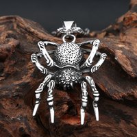 New Gothic 316L Stainless Steel Spider Pendant Necklace For Men Fashion Unique Punk Animal Necklaces Biker Jewelry Dropshipping