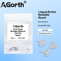 10Pcs Dental Orthodontic Lingual Button Single Tube With Straight Hook Tongue Side Buckle Crimpable Hook Fix on the Arch Wire