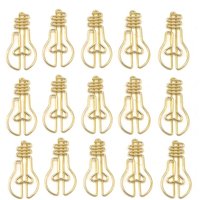 30pcs Metal Material Light Bulb Shape Paperclip Paper Clips Gold Color Kawaii Cute Bookmark Clip Stationery Office School Supply