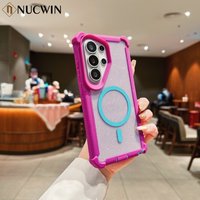 Transparent Glitter Magnetic Case For Samsung S26 Ultra S21 S22 S23 S24 S25 Ultra Plus Note20Ultra 2in1 Airbag Shockproof Cover