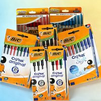 French-BIC Cristal Crystal Ballpoint Pen 1.0/0.8mm Black Red Blue-green 4-piece 10 Pack Cute Stationery School Ballpoint Pens