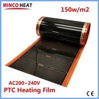 All Sizes New 150w/m2 Graphene PTC Heating Film Infrared AC200~240V Warm Floor Heating Mat